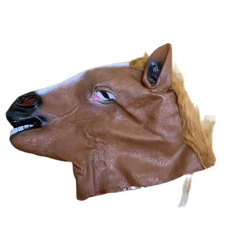 Realistic Brown Horse Head Mask – Funny Latex Animal Mask for Adults & Kids, Halloween & Cosplay Costume Accessory