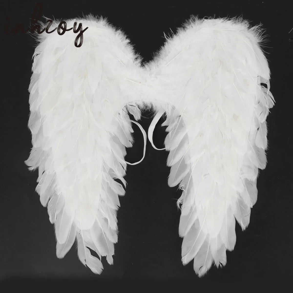 White & Black Angel Wings – Real Feather Costume Accessories for Kids & Adults