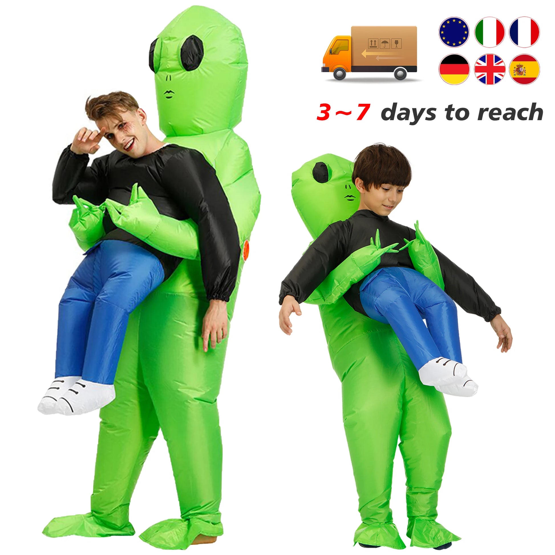 ET Alien Inflatable Suit Alien Monster Inflatable Costume Scary Green Alien Cosplay Costume for Adult Party Festival Stage