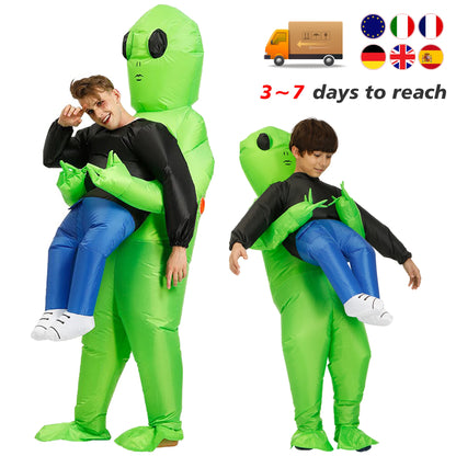 ET Alien Inflatable Suit Alien Monster Inflatable Costume Scary Green Alien Cosplay Costume for Adult Party Festival Stage