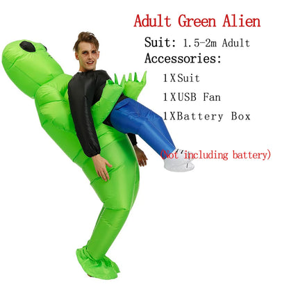 ET Alien Inflatable Suit Alien Monster Inflatable Costume Scary Green Alien Cosplay Costume for Adult Party Festival Stage