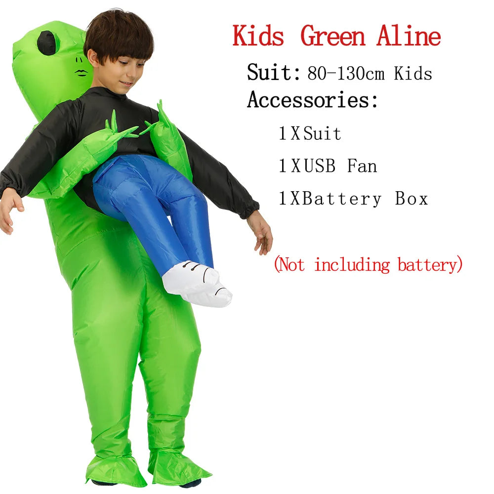 ET Alien Inflatable Suit Alien Monster Inflatable Costume Scary Green Alien Cosplay Costume for Adult Party Festival Stage