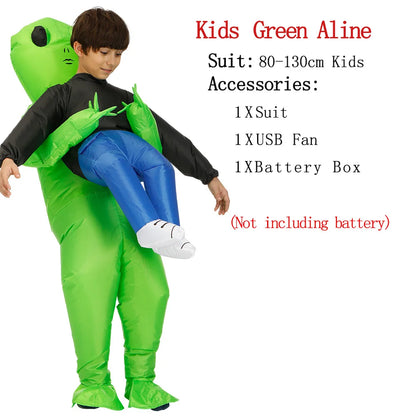 ET Alien Inflatable Suit Alien Monster Inflatable Costume Scary Green Alien Cosplay Costume for Adult Party Festival Stage
