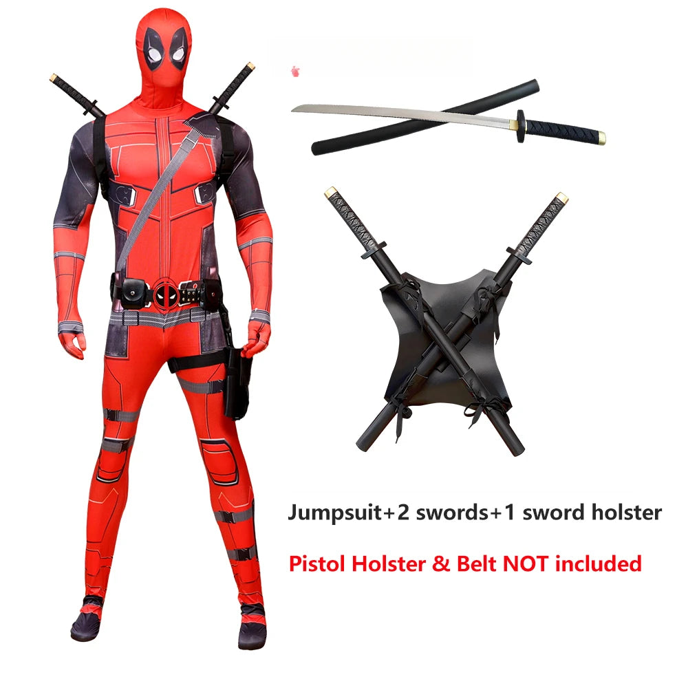 Deadpool Costume for Adults & Kids – Superhero Cosplay Jumpsuit with Mask for Halloween & Parties