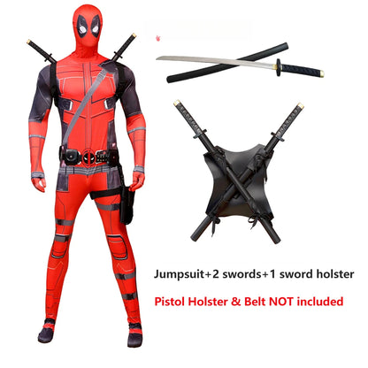 Deadpool Costume for Adults & Kids – Superhero Cosplay Jumpsuit with Mask for Halloween & Parties