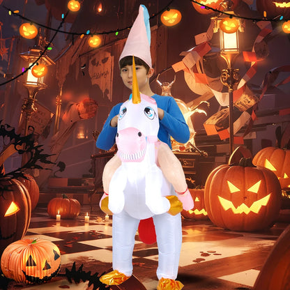 Halloween Unicorn Costume Kids Inflatable Riding a Unicorn Air Blow up Halloween Costumes