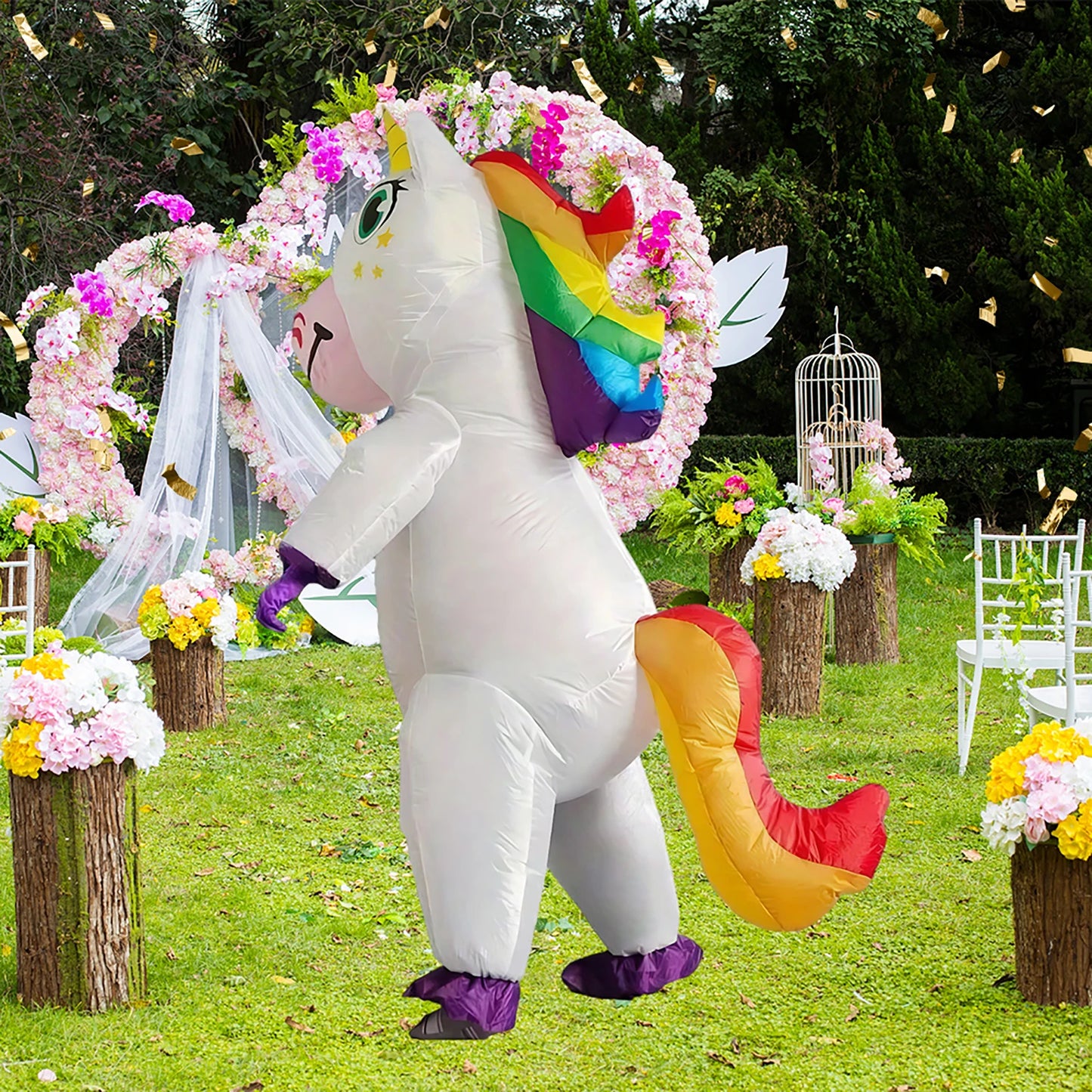 Creations Inflatable Costume Adult, Full Body Riding a Unicorn Blow up Costume for Halloween Inflatables Party