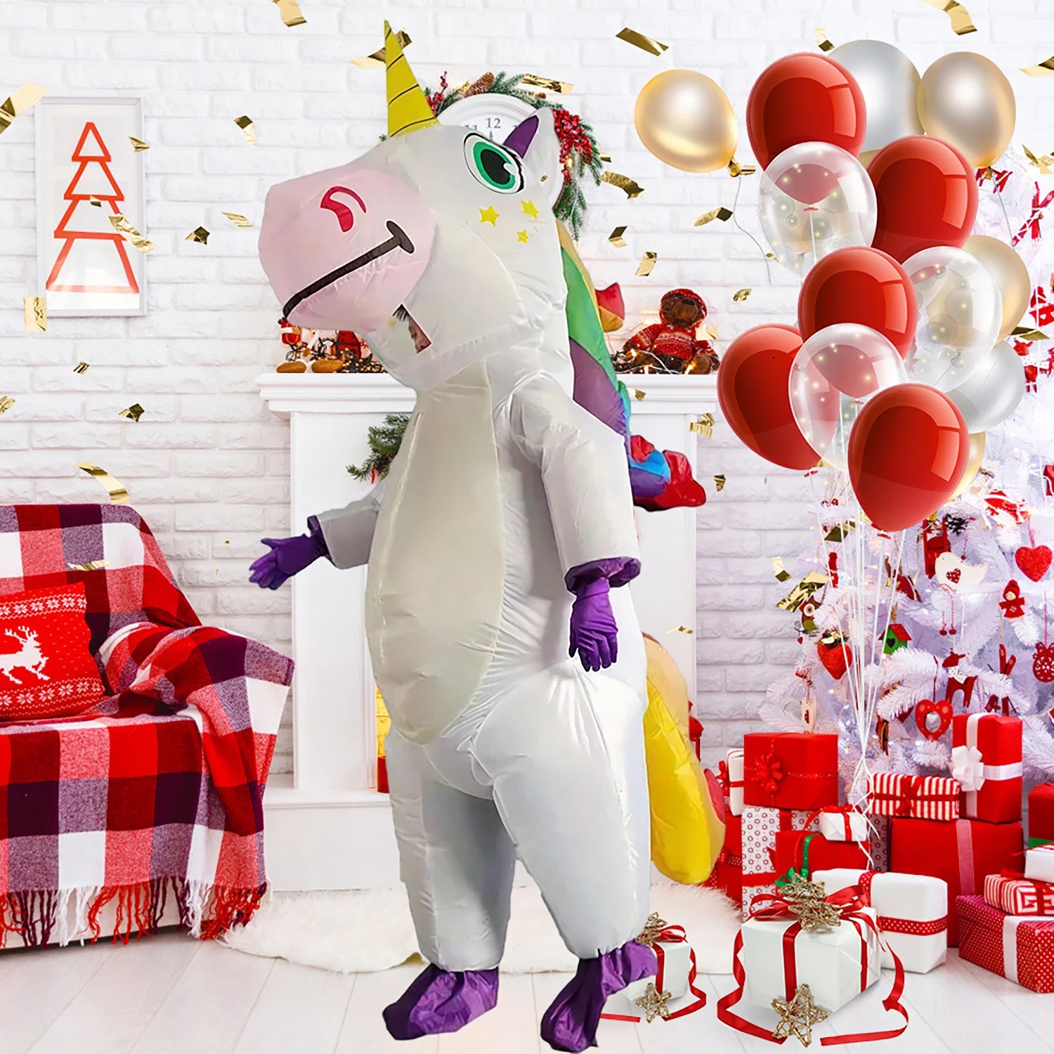 Creations Inflatable Costume Adult, Full Body Riding a Unicorn Blow up Costume for Halloween Inflatables Party