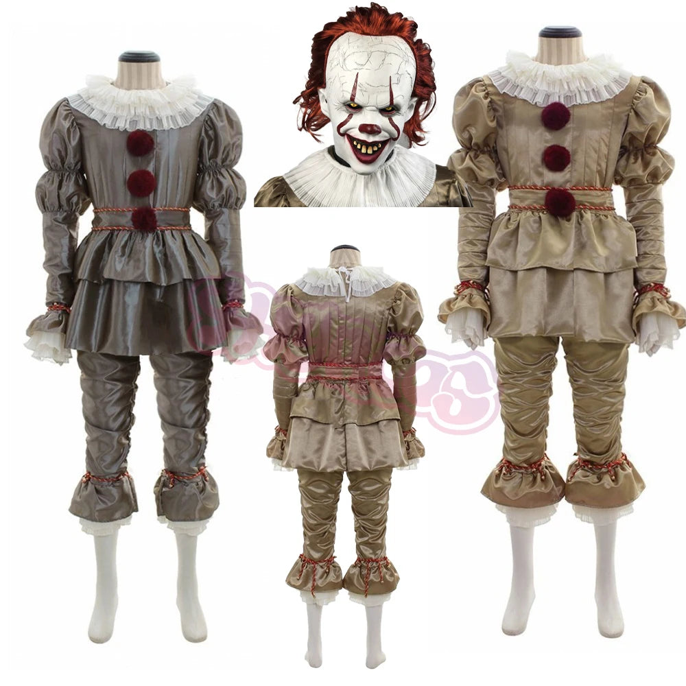 Pennywise Clown Cosplay Costume – Scary IT Movie Outfit for Men & Women, Halloween & Party Horror Uniform