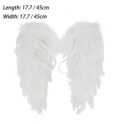 White & Black Angel Wings – Real Feather Costume Accessories for Kids & Adults