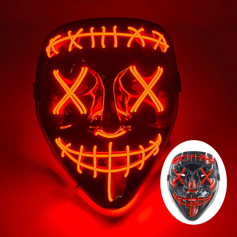 LED Glowing Purge Mask – Scary Light Up Halloween Cosplay & Party Costume