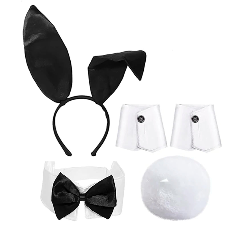 Sexy Bunny Girl Costume Set – Ears, Bow Tie, Tail & Gloves | Women’s Easter & Halloween Party Cosplay Outfit