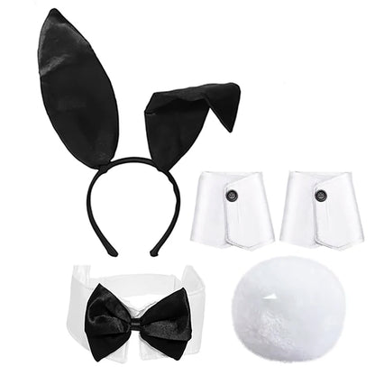 Sexy Bunny Girl Costume Set – Ears, Bow Tie, Tail & Gloves | Women’s Easter & Halloween Party Cosplay Outfit