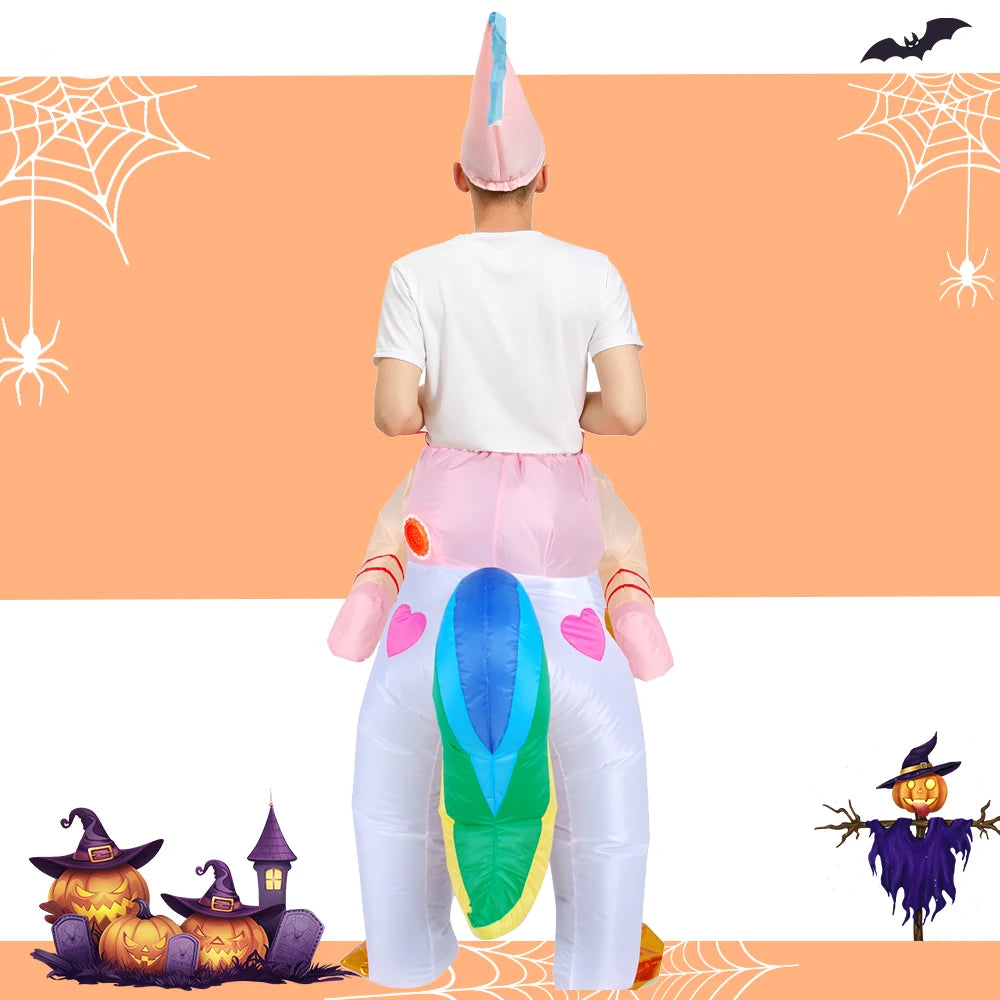 Cute Unicorn Inflatable Costume Halloween Party Cosplay Costumes Party Dress up for Halloween, Easter Christmas
