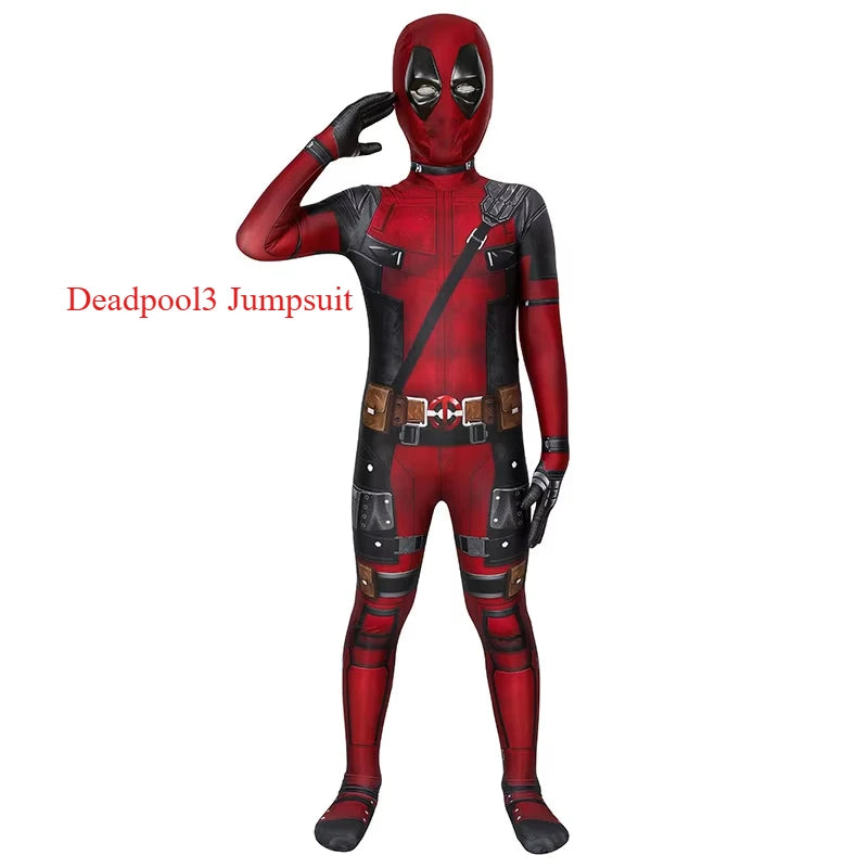 Deadpool Costume for Adults & Kids – Superhero Cosplay Jumpsuit with Mask for Halloween & Parties