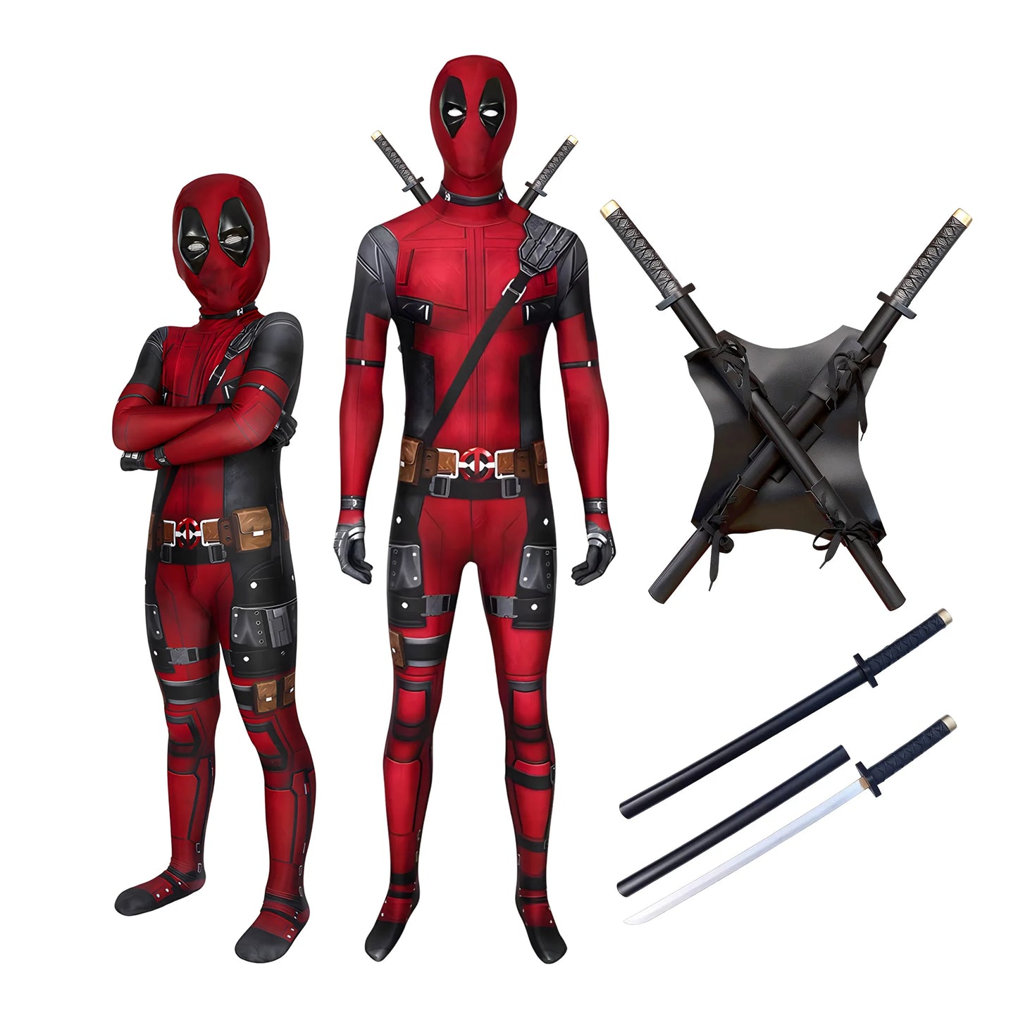 Deadpool Costume for Adults & Kids – Superhero Cosplay Jumpsuit with Mask for Halloween & Parties