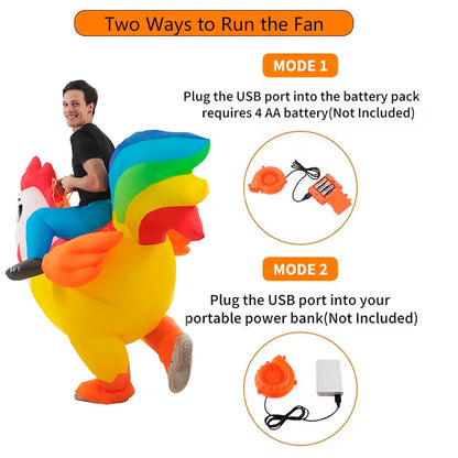 Halloween Costume Colorful Rooster Inflatable Costume Holiday Party Cosplay Cosplay Props Animal Performance Costume