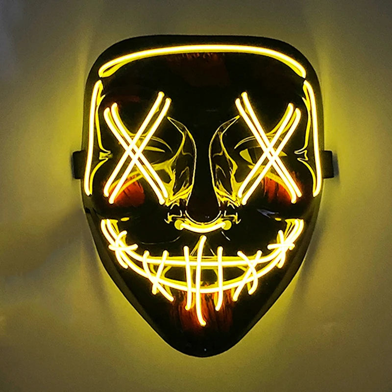 LED Glowing Purge Mask – Scary Light Up Halloween Cosplay & Party Costume