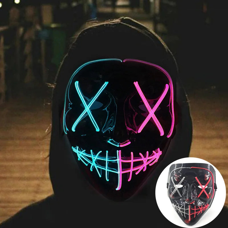 LED Glowing Purge Mask – Scary Light Up Halloween Cosplay & Party Costume
