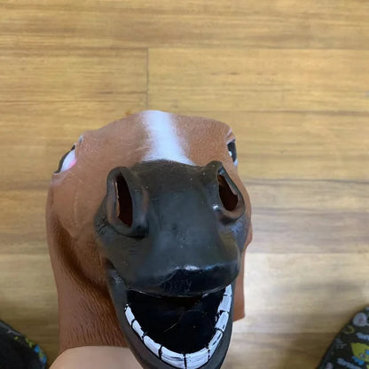 Realistic Brown Horse Head Mask – Funny Latex Animal Mask for Adults & Kids, Halloween & Cosplay Costume Accessory
