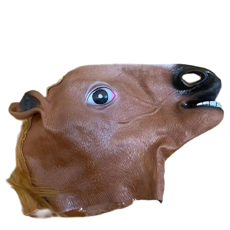 Realistic Brown Horse Head Mask – Funny Latex Animal Mask for Adults & Kids, Halloween & Cosplay Costume Accessory
