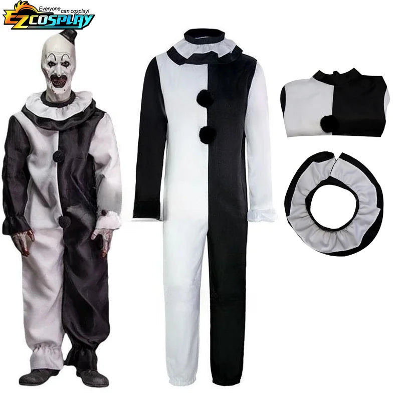Art the Clown Costume – Terrifier 2 Cosplay Jumpsuit & Mask | Halloween Outfit for Men & Women