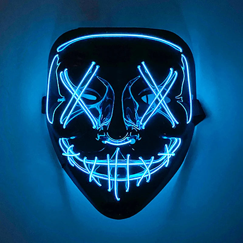 LED Glowing Purge Mask – Scary Light Up Halloween Cosplay & Party Costume