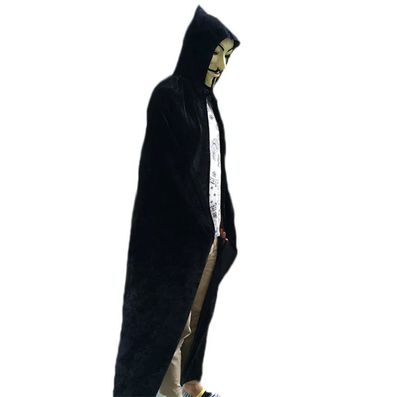 Unisex Adult Velvet Cloak Casual Solid Hooded Vampire Cape for Halloween Party Final Destination Capes Ponchos for Women and Men