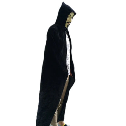 Unisex Adult Velvet Cloak Casual Solid Hooded Vampire Cape for Halloween Party Final Destination Capes Ponchos for Women and Men