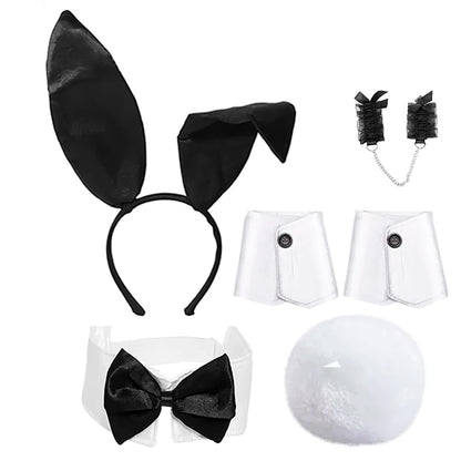 Sexy Bunny Girl Costume Set – Ears, Bow Tie, Tail & Gloves | Women’s Easter & Halloween Party Cosplay Outfit