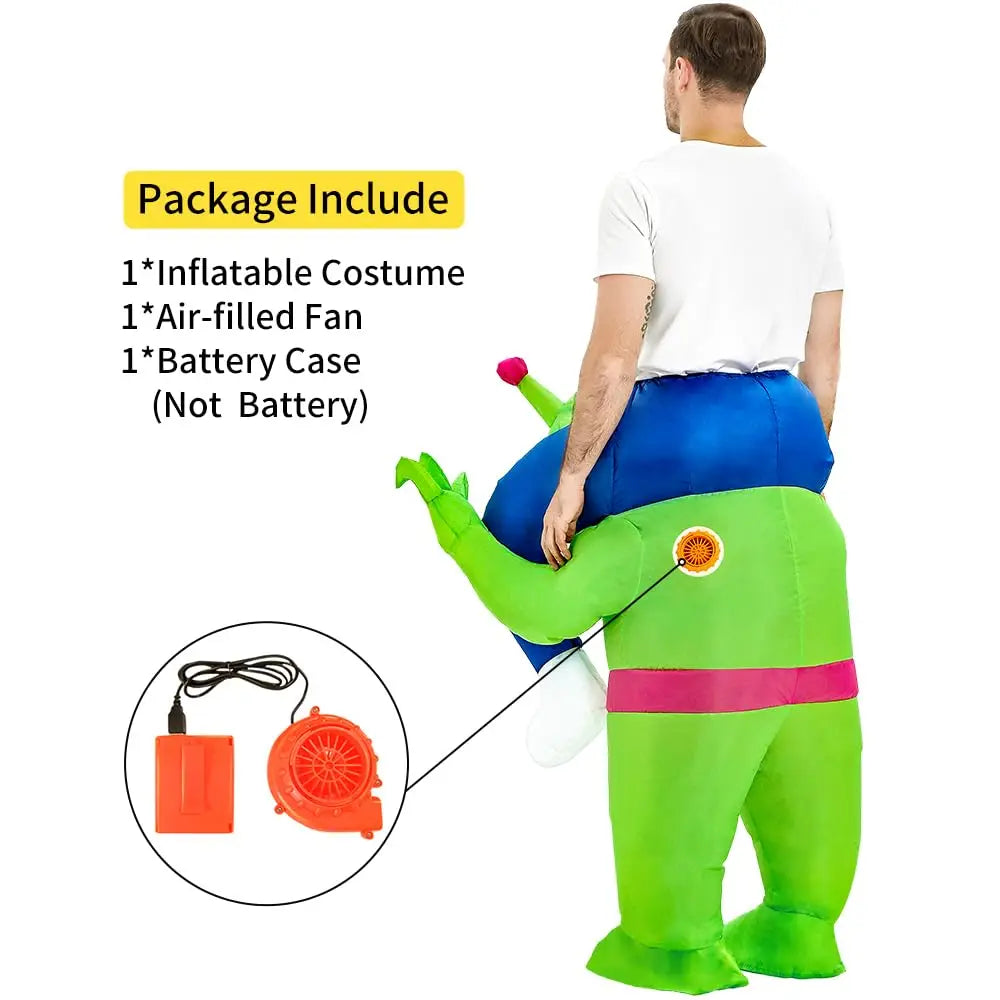 Alien Costume Adult Inflatable Costume Blow up Costume Ride on Suit Onesie Fancy Party Cosplay Dress Halloween Costumes for Men