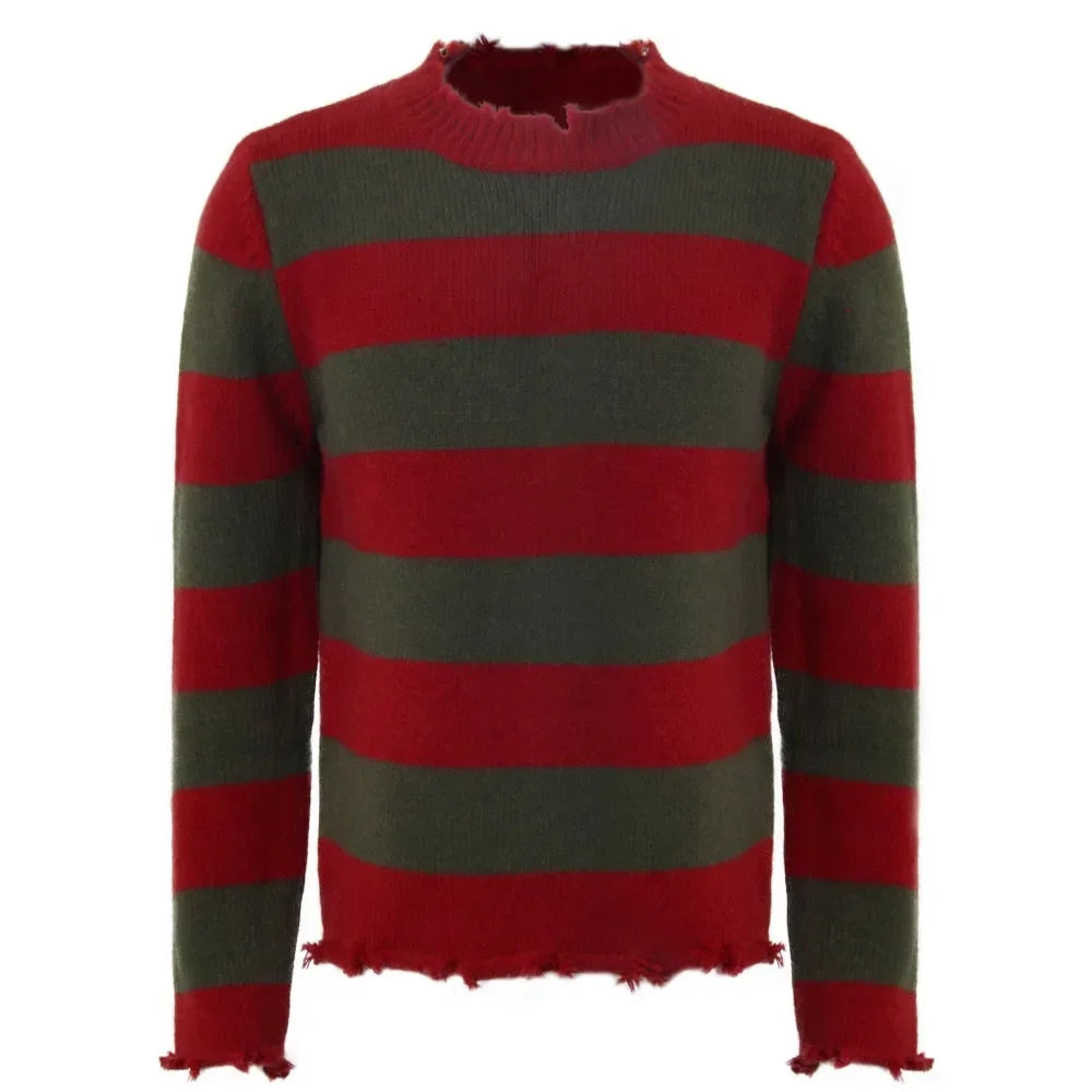 Freddy Krueger Costume for Adults – Red Striped Sweater, Hat & Mask Halloween Cosplay