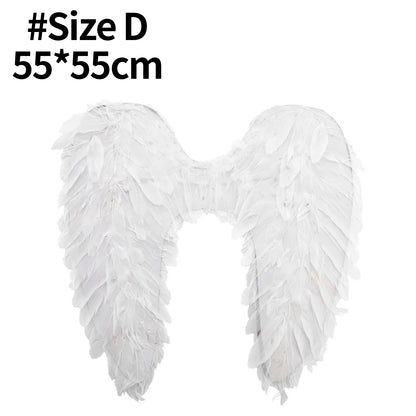 White & Black Angel Wings – Real Feather Costume Accessories for Kids & Adults