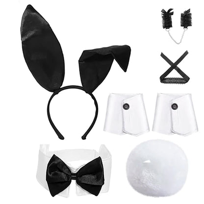 Sexy Bunny Girl Costume Set – Ears, Bow Tie, Tail & Gloves | Women’s Easter & Halloween Party Cosplay Outfit