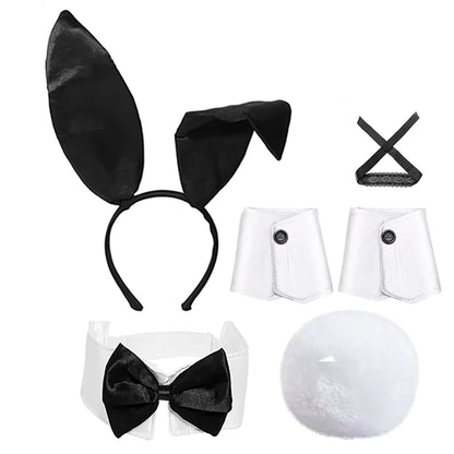 Sexy Bunny Girl Costume Set – Ears, Bow Tie, Tail & Gloves | Women’s Easter & Halloween Party Cosplay Outfit