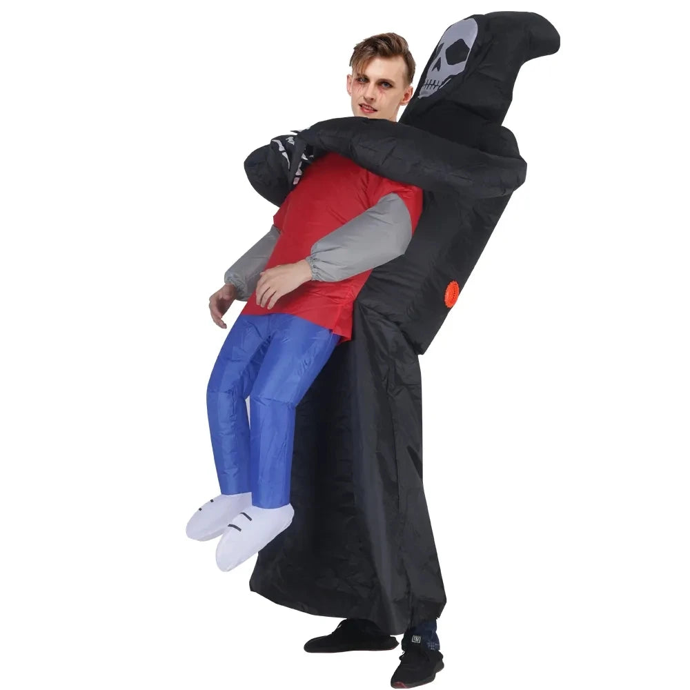 Inflatable Halloween Costume Blow up Suit Party Cosplay Suit Fancy Dress Grim Reaper Inflatable Costume for Adults (One Size)