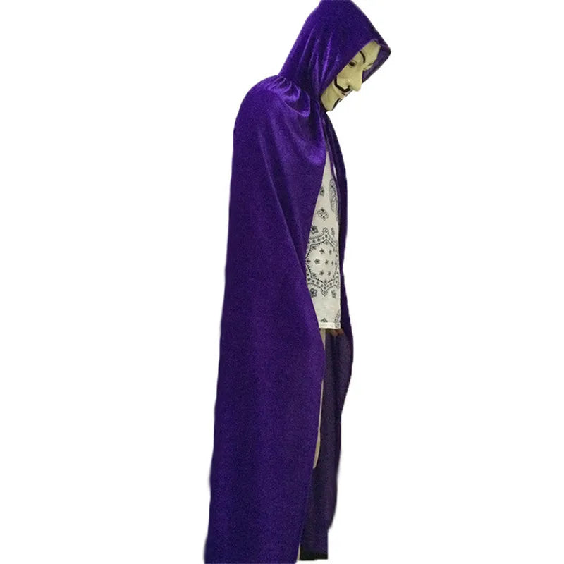 Unisex Adult Velvet Cloak Casual Solid Hooded Vampire Cape for Halloween Party Final Destination Capes Ponchos for Women and Men