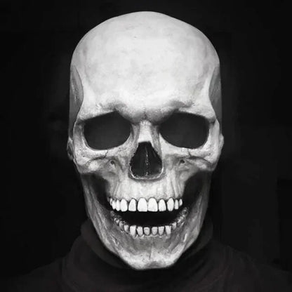 💀 Realistic Full Head Skull Mask – Movable Jaw Horror Helmet for Halloween & Cosplay