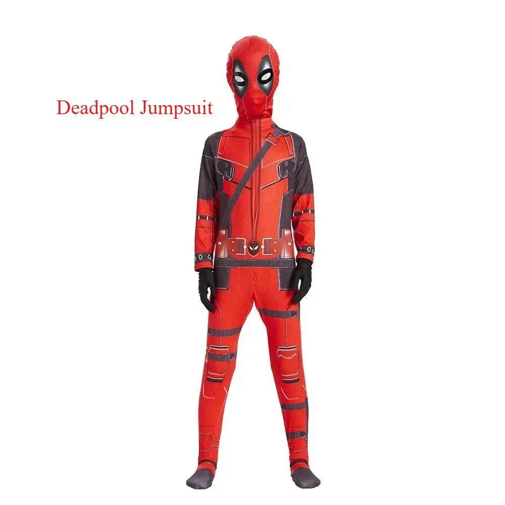 Deadpool Costume for Adults & Kids – Superhero Cosplay Jumpsuit with Mask for Halloween & Parties