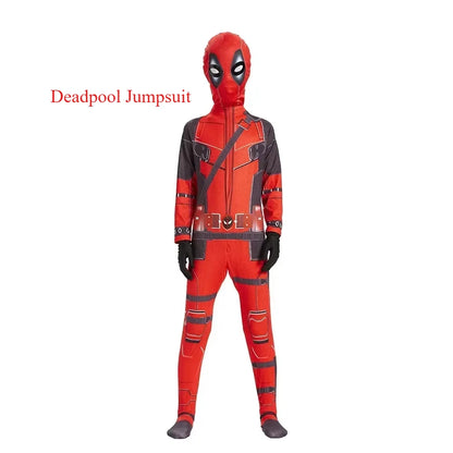 Deadpool Costume for Adults & Kids – Superhero Cosplay Jumpsuit with Mask for Halloween & Parties