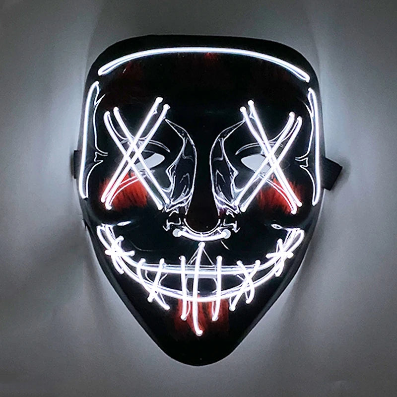 LED Glowing Purge Mask – Scary Light Up Halloween Cosplay & Party Costume