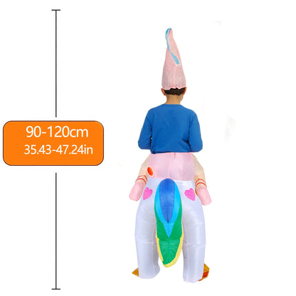 Halloween Unicorn Costume Kids Inflatable Riding a Unicorn Air Blow up Halloween Costumes