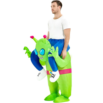 Alien Costume Adult Inflatable Costume Blow up Costume Ride on Suit Onesie Fancy Party Cosplay Dress Halloween Costumes for Men