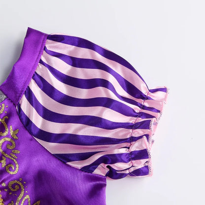 Enchanting Rapunzel Princess Dress for Girls - Purple Puff Sleeve Cosplay Costume for Halloween & Birthday Celebrations