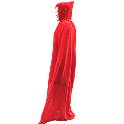 Unisex Adult Velvet Cloak Casual Solid Hooded Vampire Cape for Halloween Party Final Destination Capes Ponchos for Women and Men