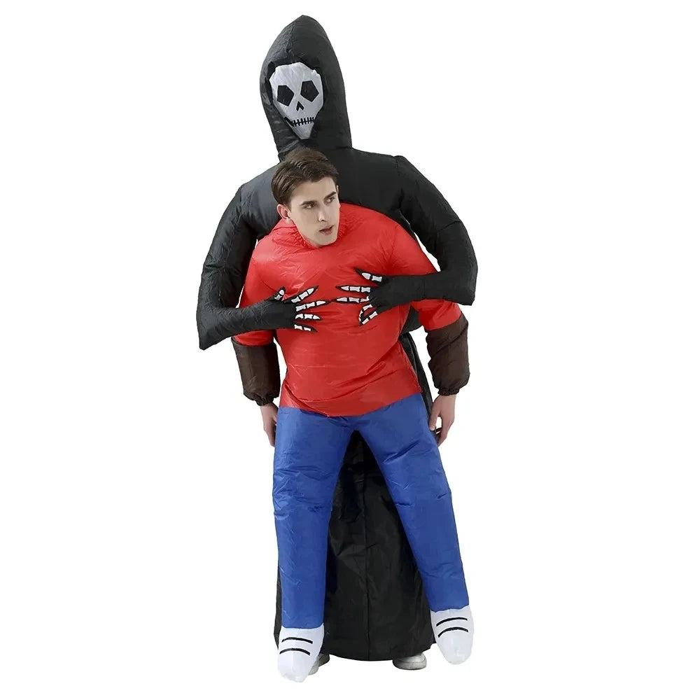 Inflatable Halloween Costume Blow up Suit Party Cosplay Suit Fancy Dress Grim Reaper Inflatable Costume for Adults (One Size)