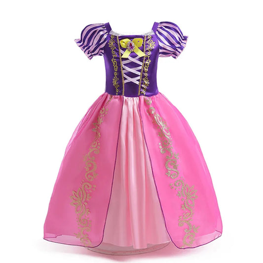 Enchanting Rapunzel Princess Dress for Girls - Purple Puff Sleeve Cosplay Costume for Halloween & Birthday Celebrations