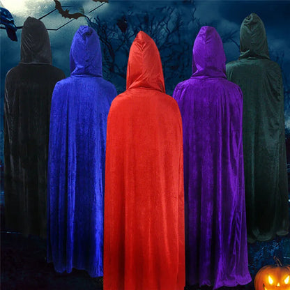 Unisex Adult Velvet Cloak Casual Solid Hooded Vampire Cape for Halloween Party Final Destination Capes Ponchos for Women and Men