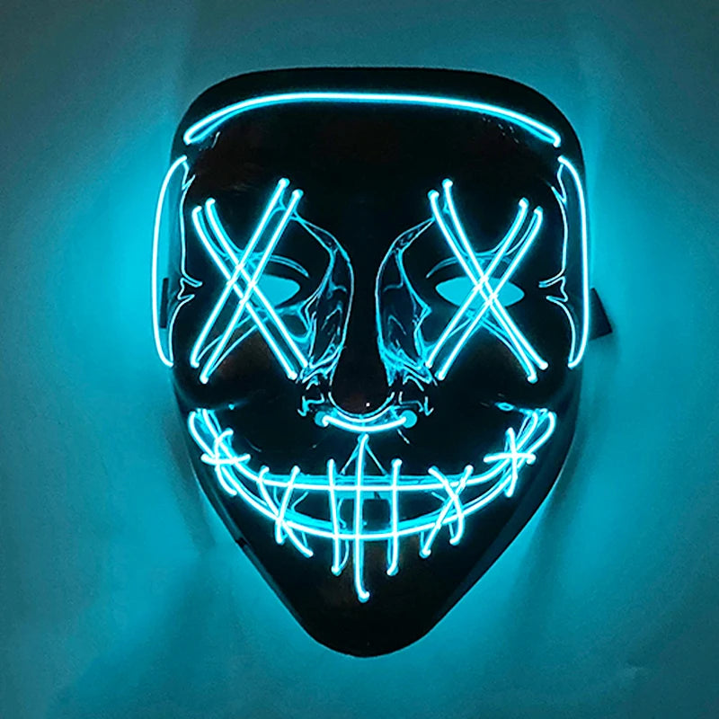 LED Glowing Purge Mask – Scary Light Up Halloween Cosplay & Party Costume