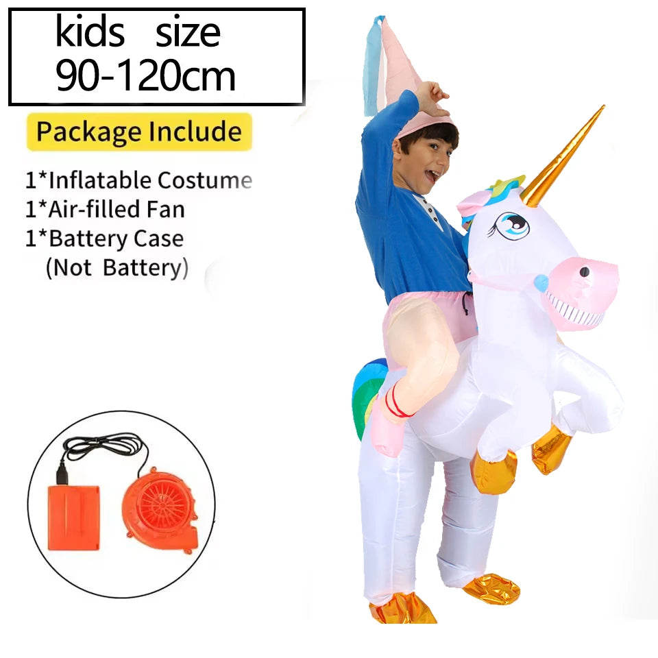 Halloween Unicorn Costume Kids Inflatable Riding a Unicorn Air Blow up Halloween Costumes
